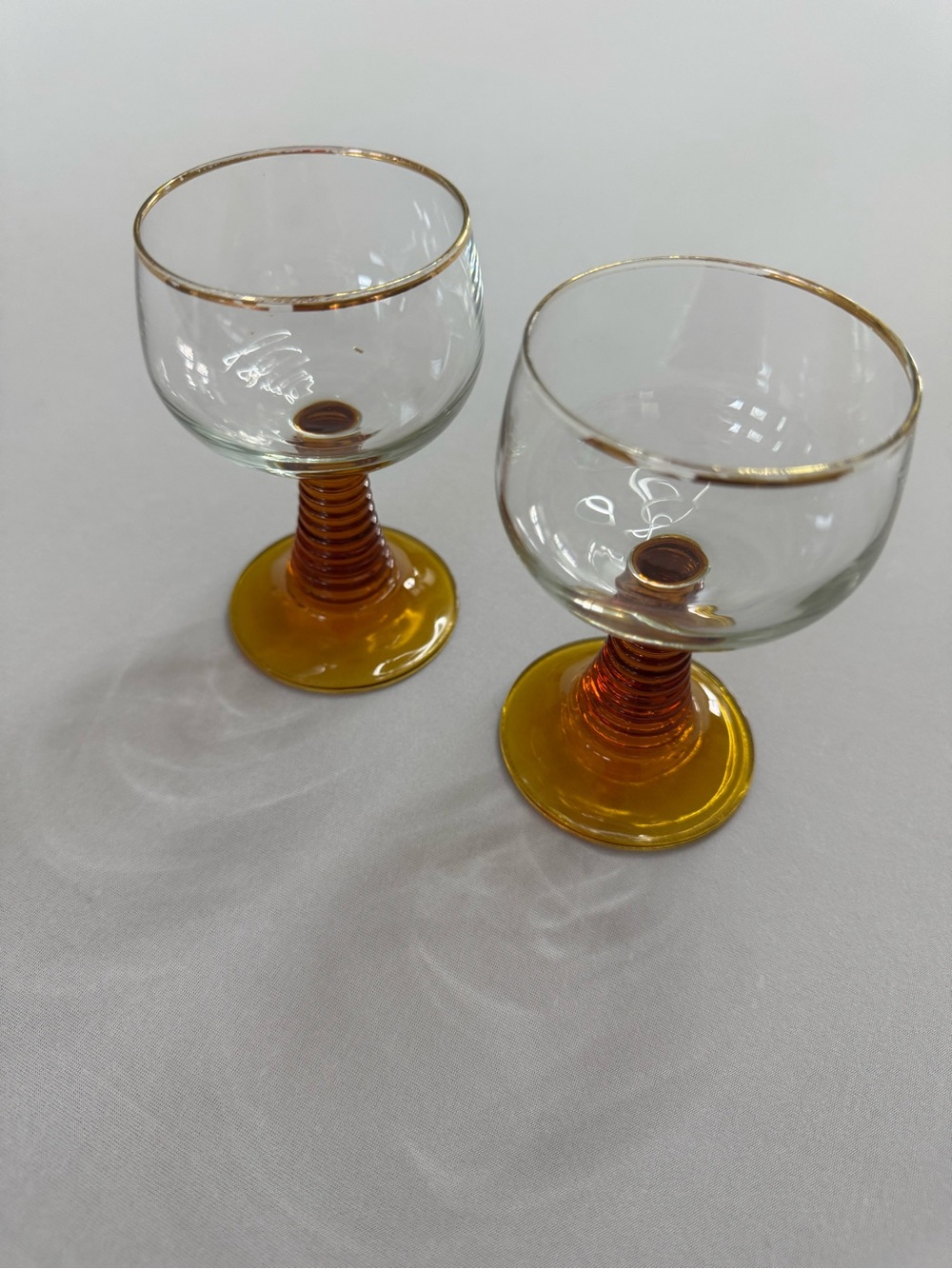 Vintage Luminarc France Amber Beehive Bourbon Cocktail Wine Glasses Set of 2